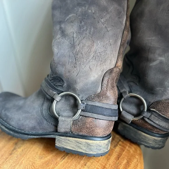 Distressed “Judgement” Tall Harness Moto Leather Boots - Steve Madden - Picture 14 of 16